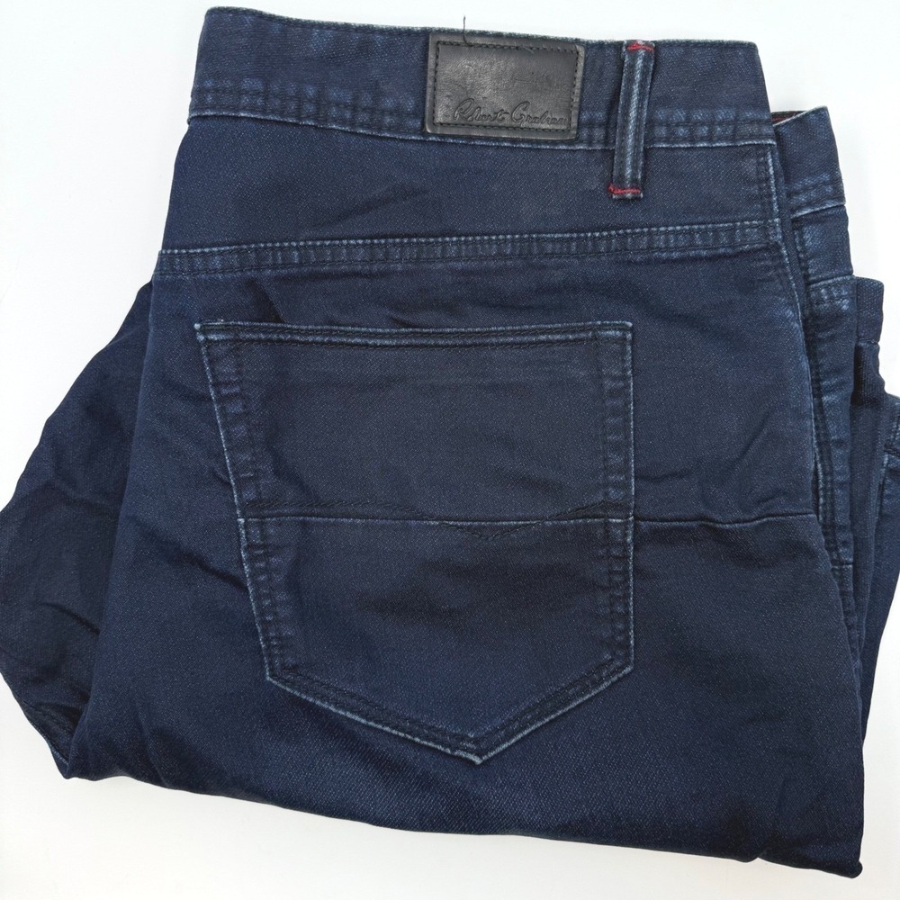 Robert Graham Mens Size 40 Indigo Denim Shorts Stretch Dark Wash Blue Casual
